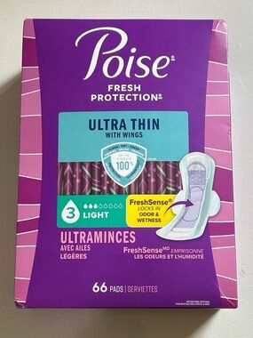 Poise Ultra Thin Light Pads with Wings - Purple